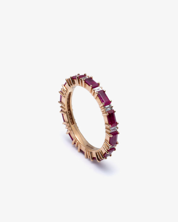 SUZANNE KALAN - Baguette Ruby Eternity Band - (Rose Gold)