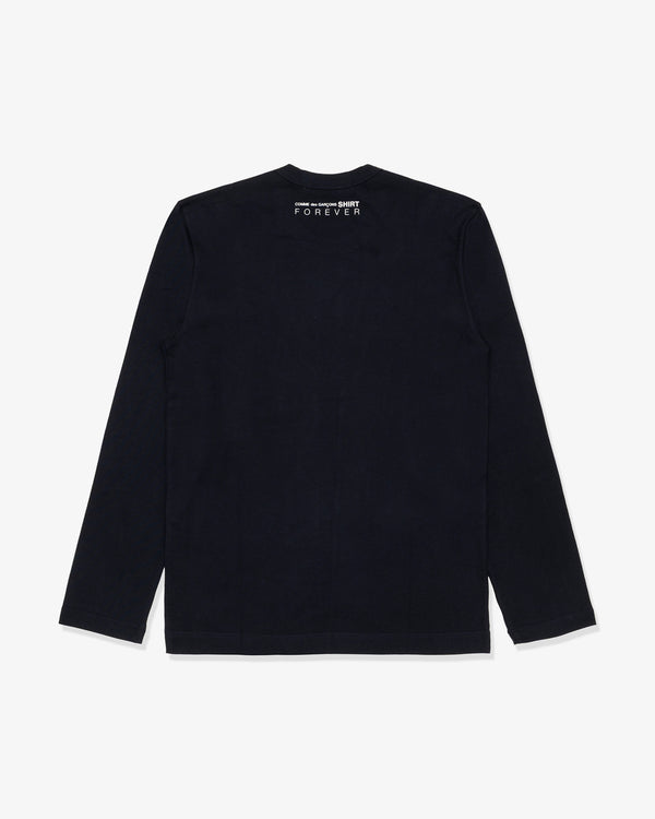 CDG Shirt Forever - Cotton Jersey Plain Long Sleeve T-Shirt - (Navy)