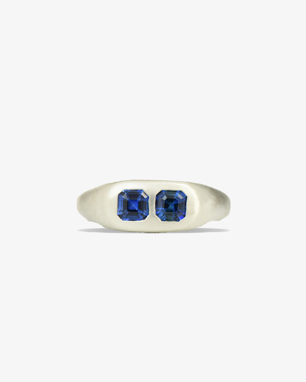 SEB BROWN - Blue Asscher Ring Ooak - (9Wg)