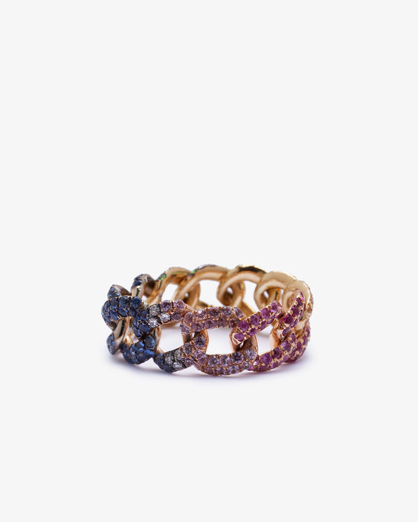SHAY JEWELRY - 18Km Medium Rainbow Link Ring - (Rb)