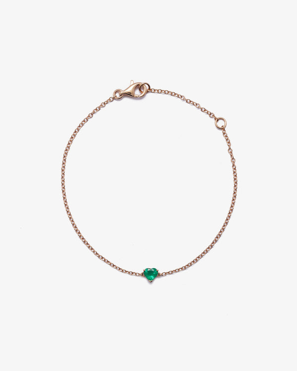 SHAY JEWELRY - 18Kr Baby Emerald Heart Bracelet - (Rose Gold, Emeralds)