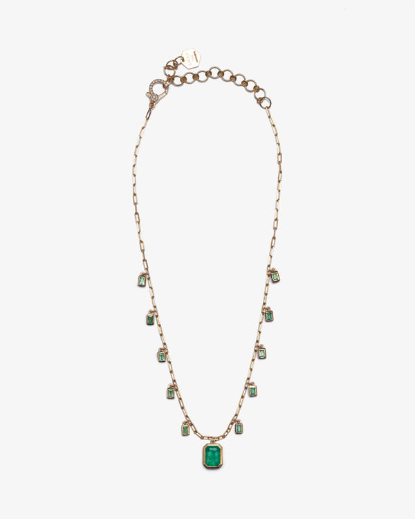 SHAY JEWELRY - Custom - 18Ky Baguette Emerald Necklace - (Yellow Gold / Emerald)