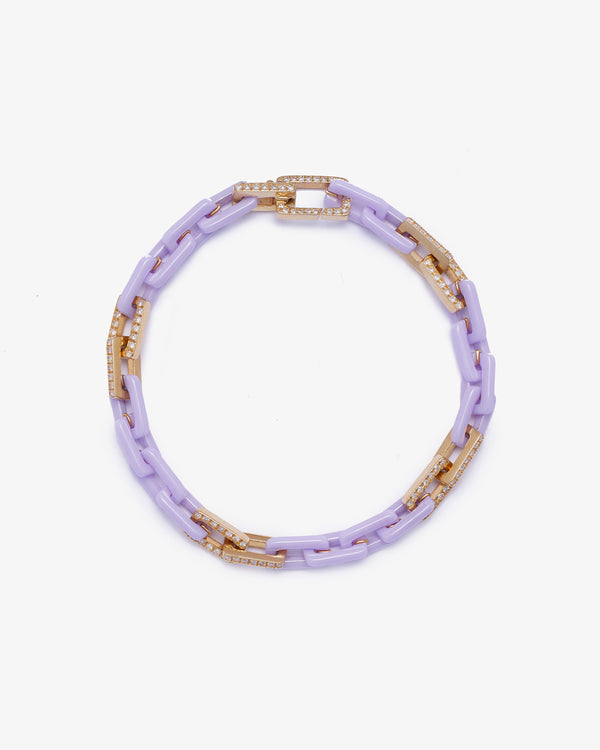 SHAY JEWELRY - 18Ky 8  Pave  Lavender Ceramic Mini - (Yellow Gold / Lavender Ceramic)