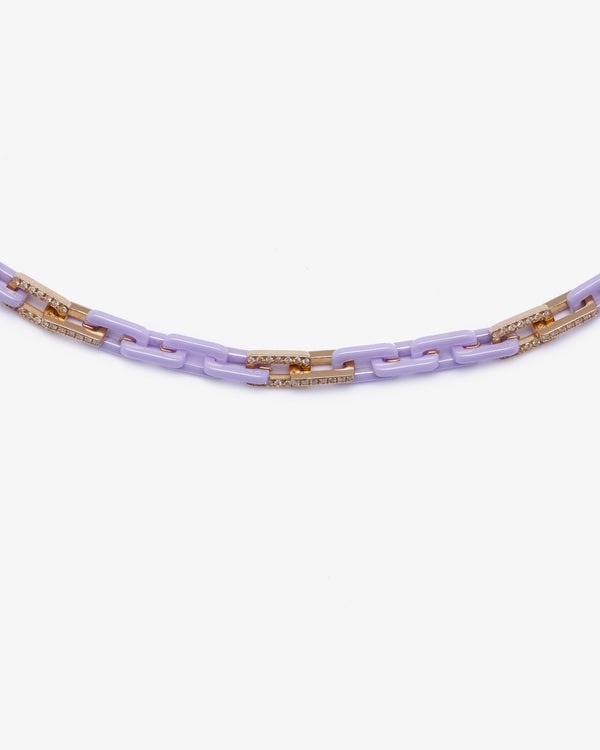 SHAY JEWELRY - 18Ky 8  Pave  Lavender Ceramic Mini - (Yellow Gold / Lavender Ceramic)