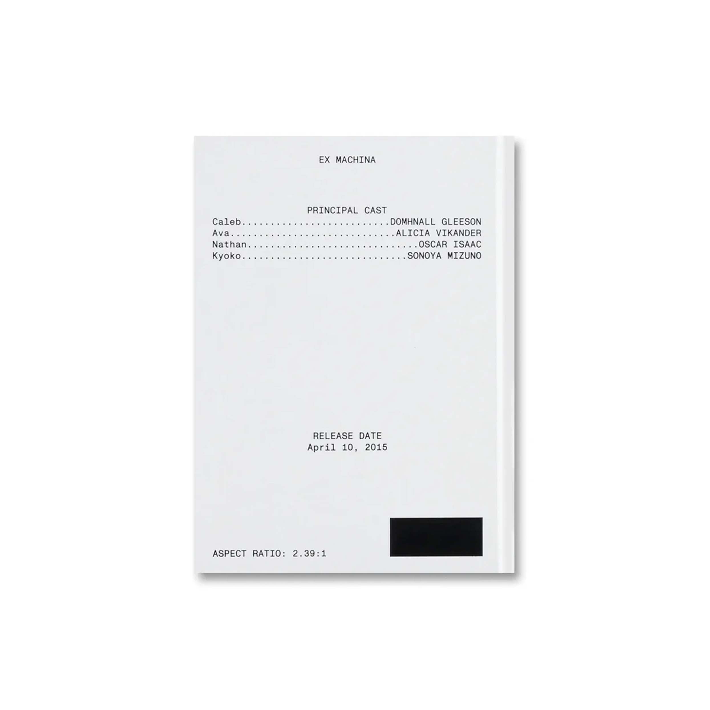 BIBLIOTHECA: Ex Machina Screenplay Book | DSMG E-SHOP