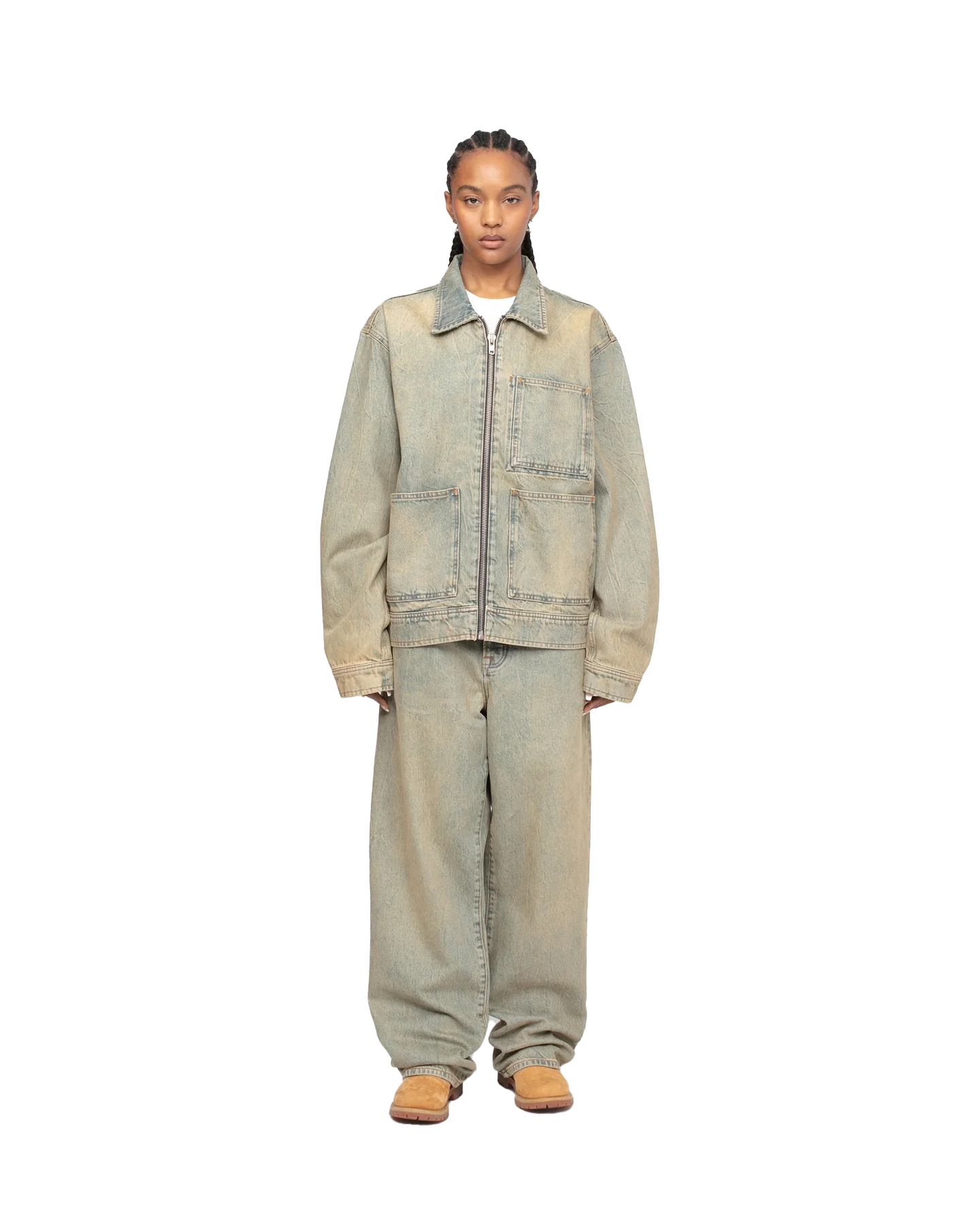 STUSSY: Zip Work Jacket Denim (B Wash) | DSMG E-SHOP