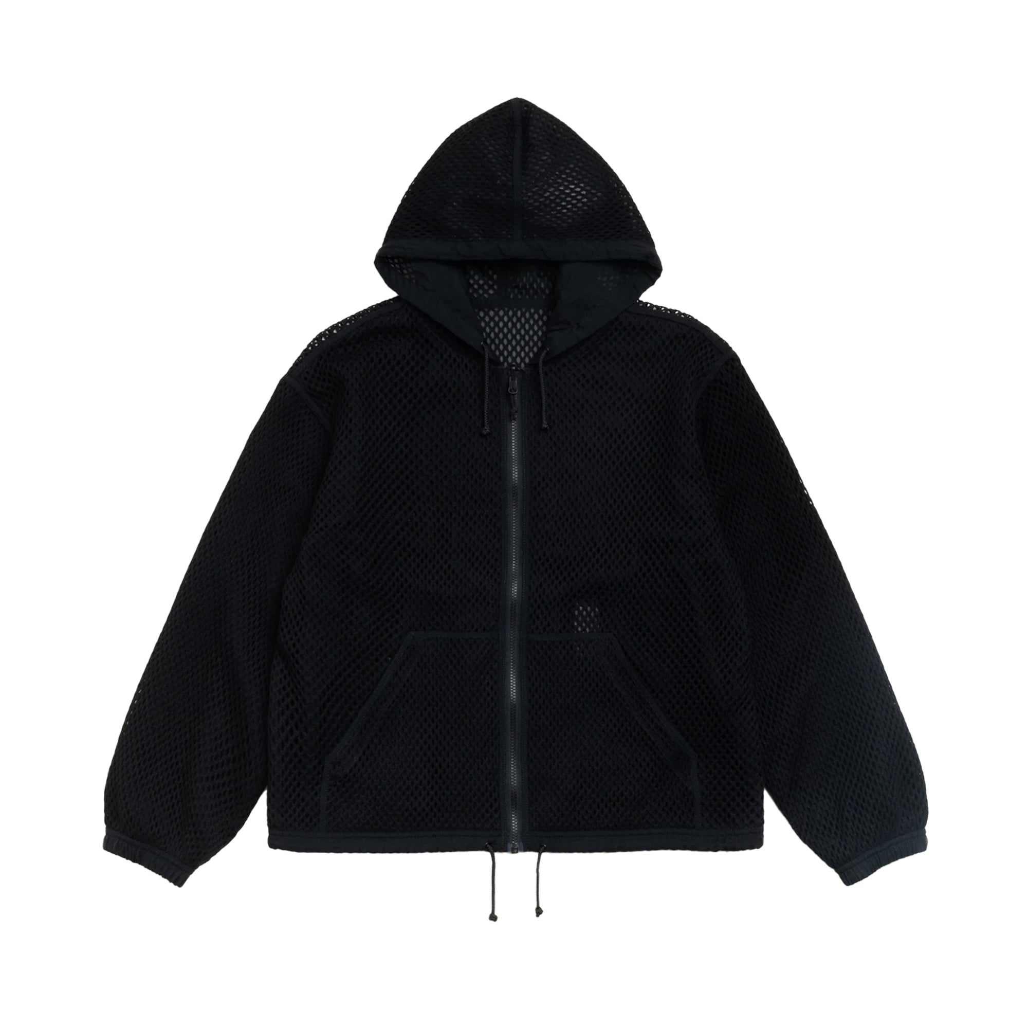STUSSY: Layered Mesh Hooded Jacket (Black) | DSMG E-SHOP