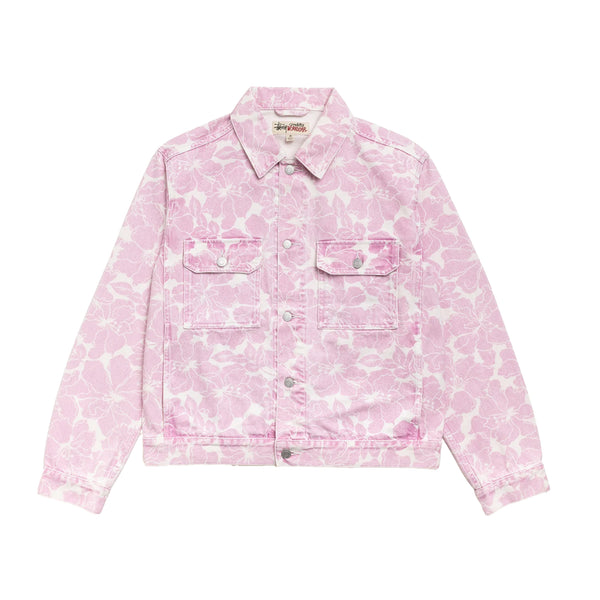 STUSSY - Printed Denim Trucker - (Pink Hawaiian)