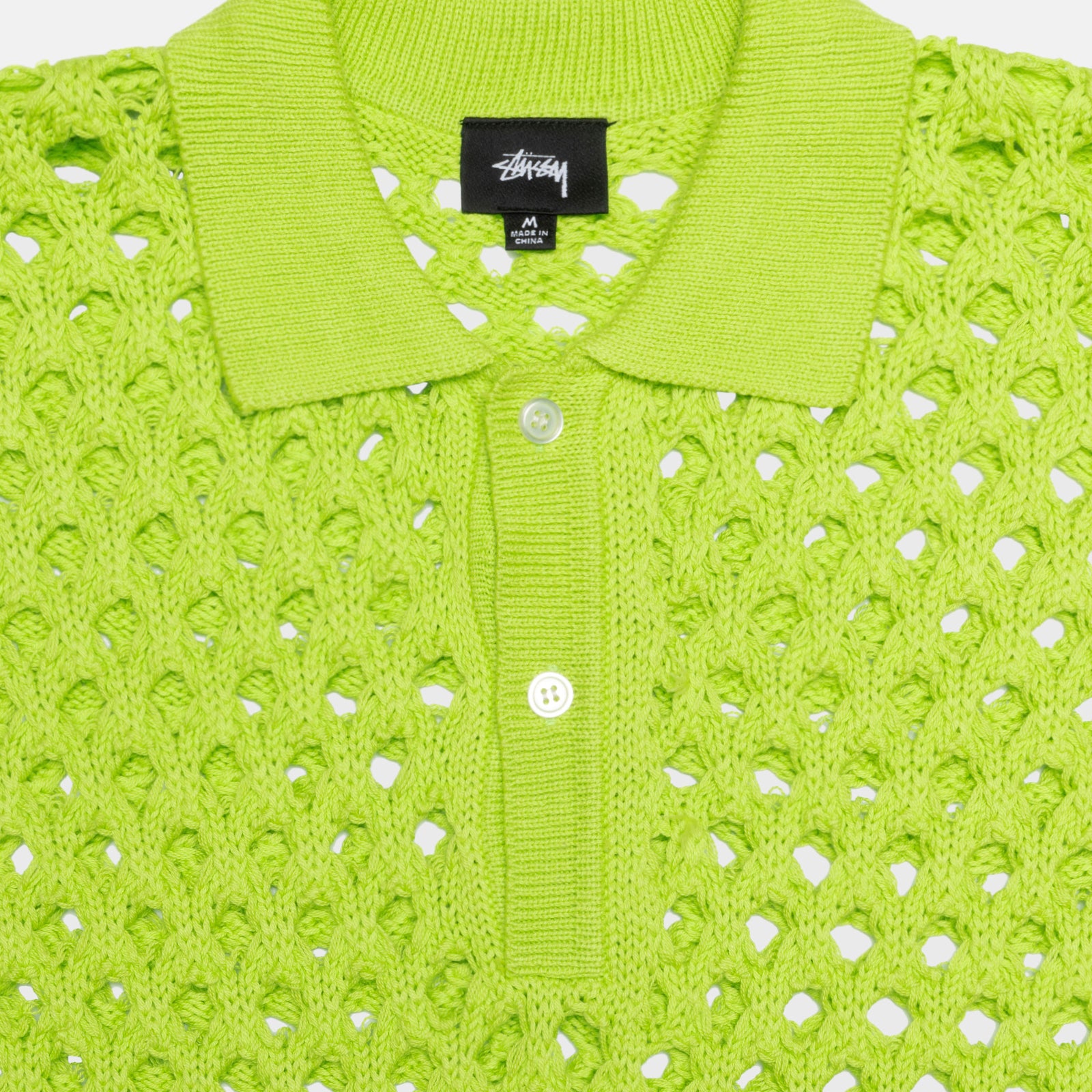 STUSSY - Big Mesh Polo Sweater - (Lime)
