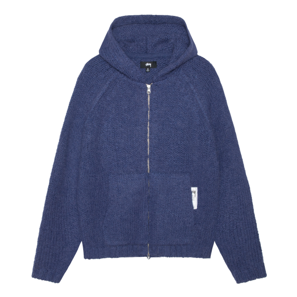 STUSSY - Chunky Sweater Zip Hood - (Blue)