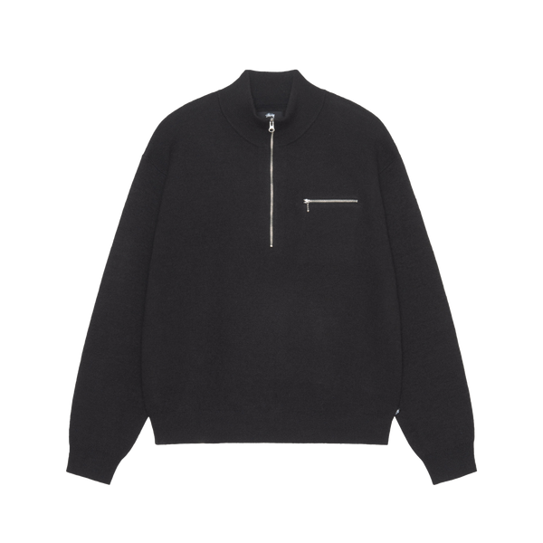 STUSSY - Half Zip Mock Neck Sweater - (Black)