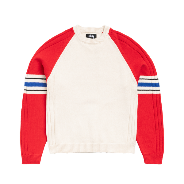 STUSSY - Stripe Raglan Crew - (Redd)