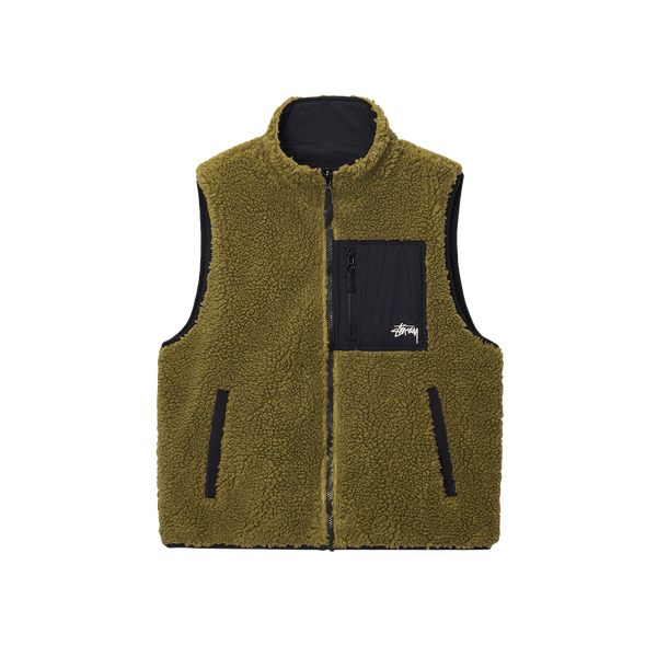 STUSSY - Sherpa Reversible Vest - (Oliv)
