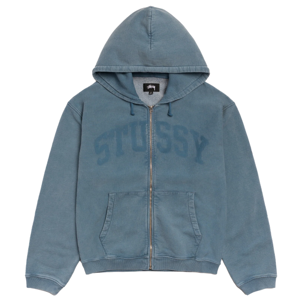 STUSSY - Faded Graphic Zip Hoodie - (Washed Navy)