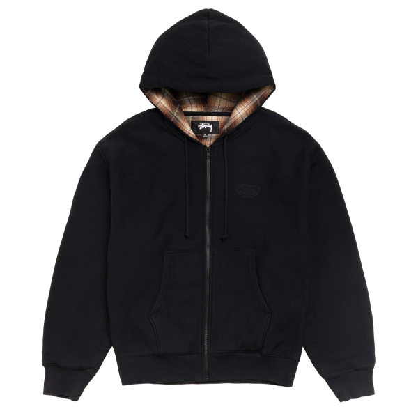 STUSSY - Plaid Lined Zip Hoodie - (Black)