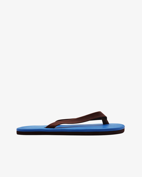 AURALEE - SOFT LEATHER FLIP-FLOPS - (BLUE X BROWN)