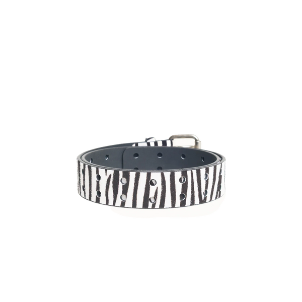 STUSSY - Leather Punch Out Belt - (Hairy Zebra Pattern)