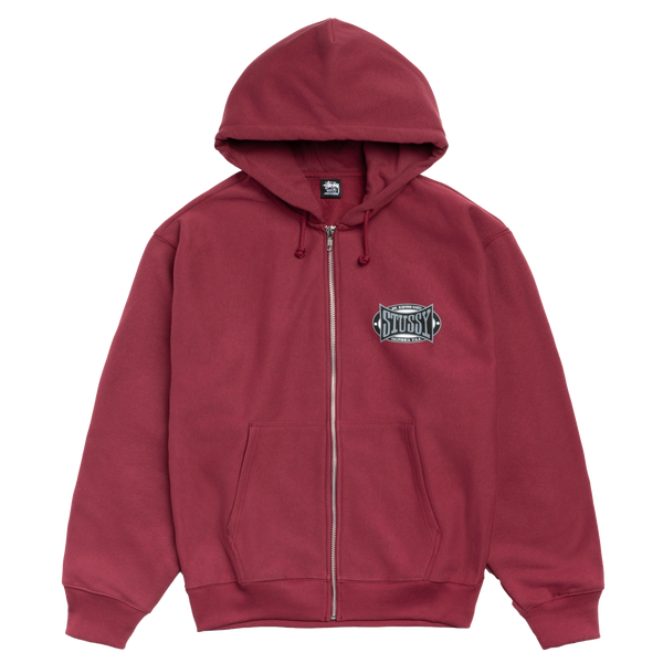 STUSSY - Champion Oval Zip Hood - (Wine)