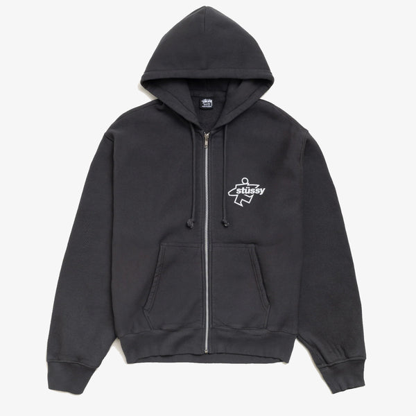 STUSSY - Surf Size Gar. Dyed Zip Hood - (Faded Black)