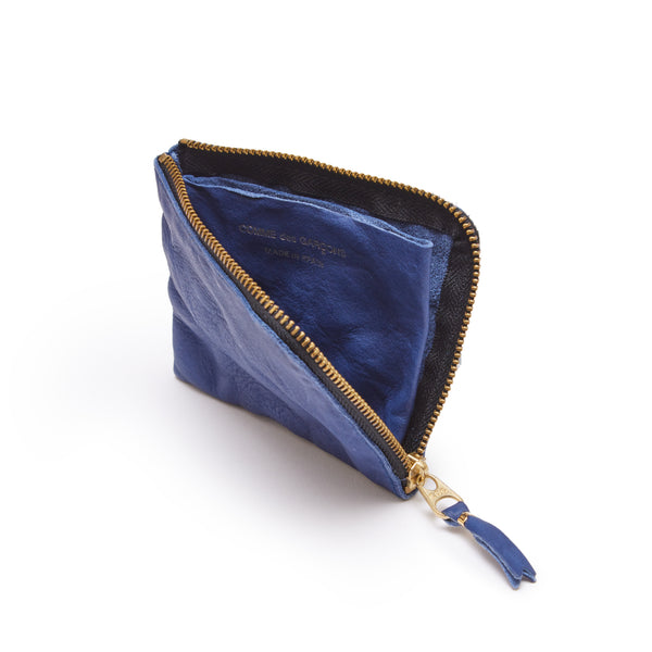 CDG WALLET - Washed L Zip Wallet - (Navy)