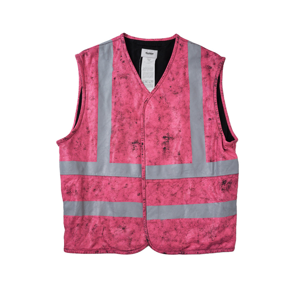 DOUBLET - Cracking Leather Vest - (Pink) view 1