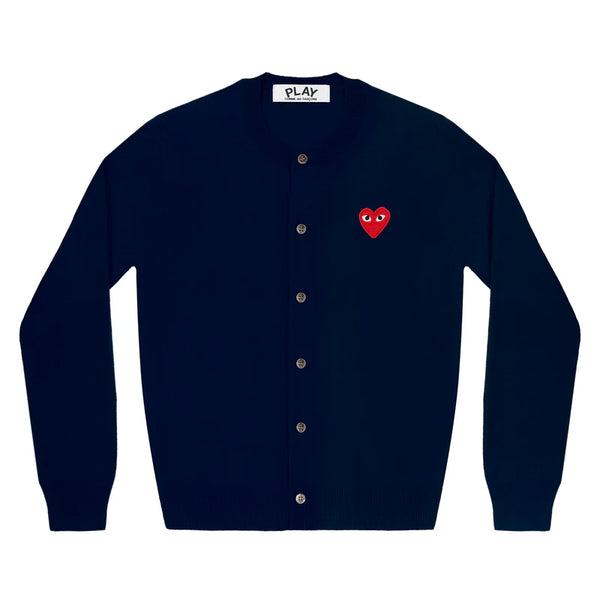 PLAY CDG - Unisex Round Neck Cardigan - (NAVY)