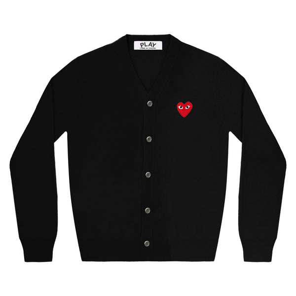 PLAY CDG - Unisex V-Neck Cardigan - (BLACK)