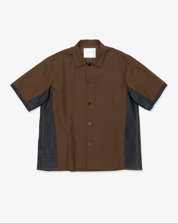 SACAI - Suiting X Denim Shirt - (Brown x Indigo)