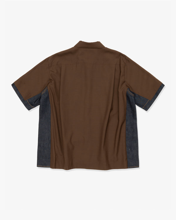 SACAI - Suiting X Denim Shirt - (Brown x Indigo)