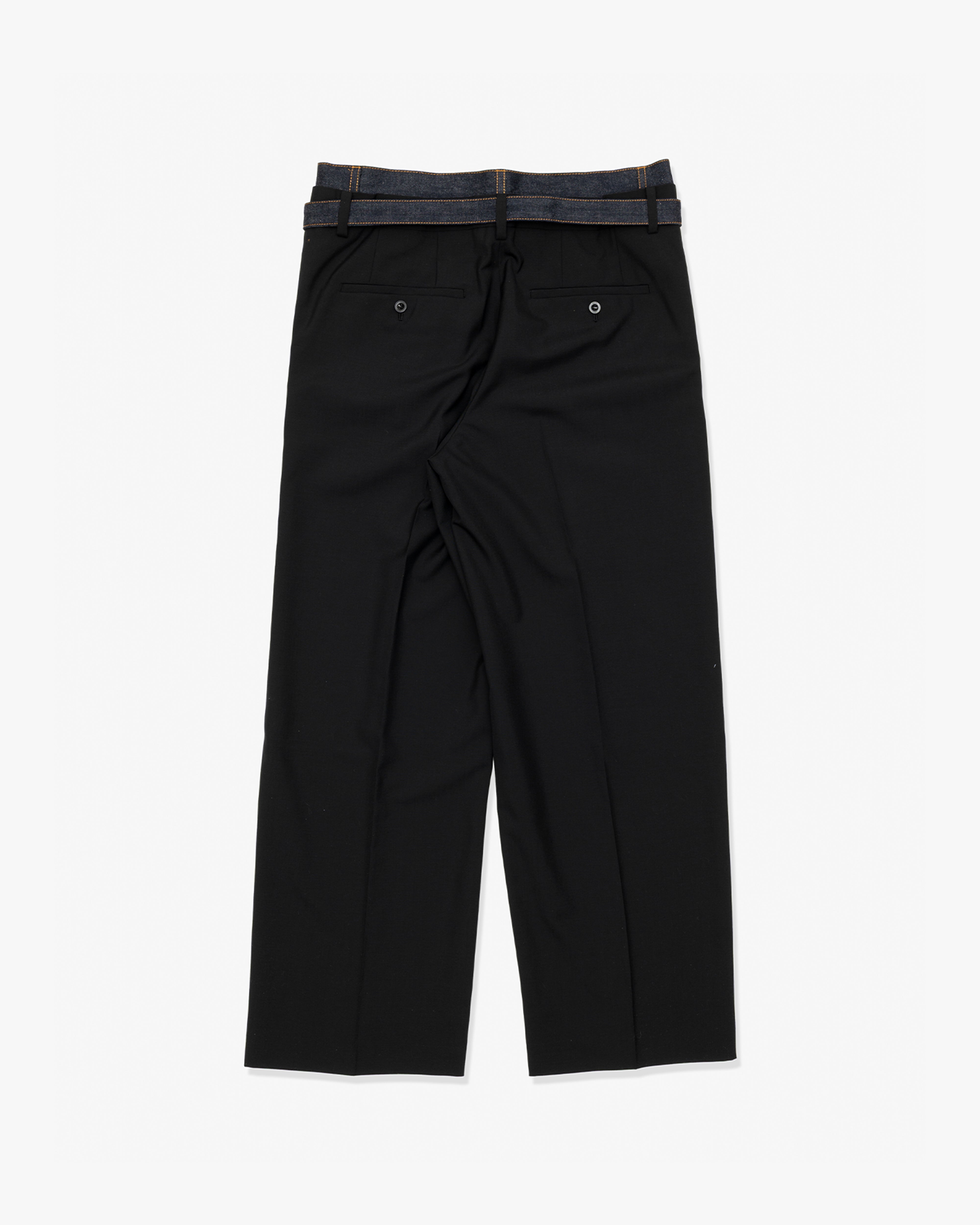 SACAI: Suiting X Denim Pants (Black x Indigo) | DSMG E-SHOP