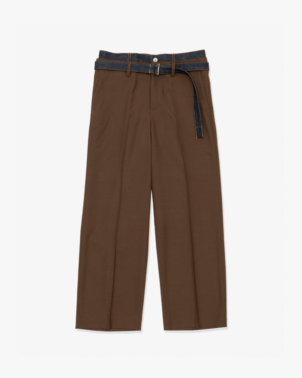 SACAI - Suiting X Denim Pants - (Brown x Indigo)