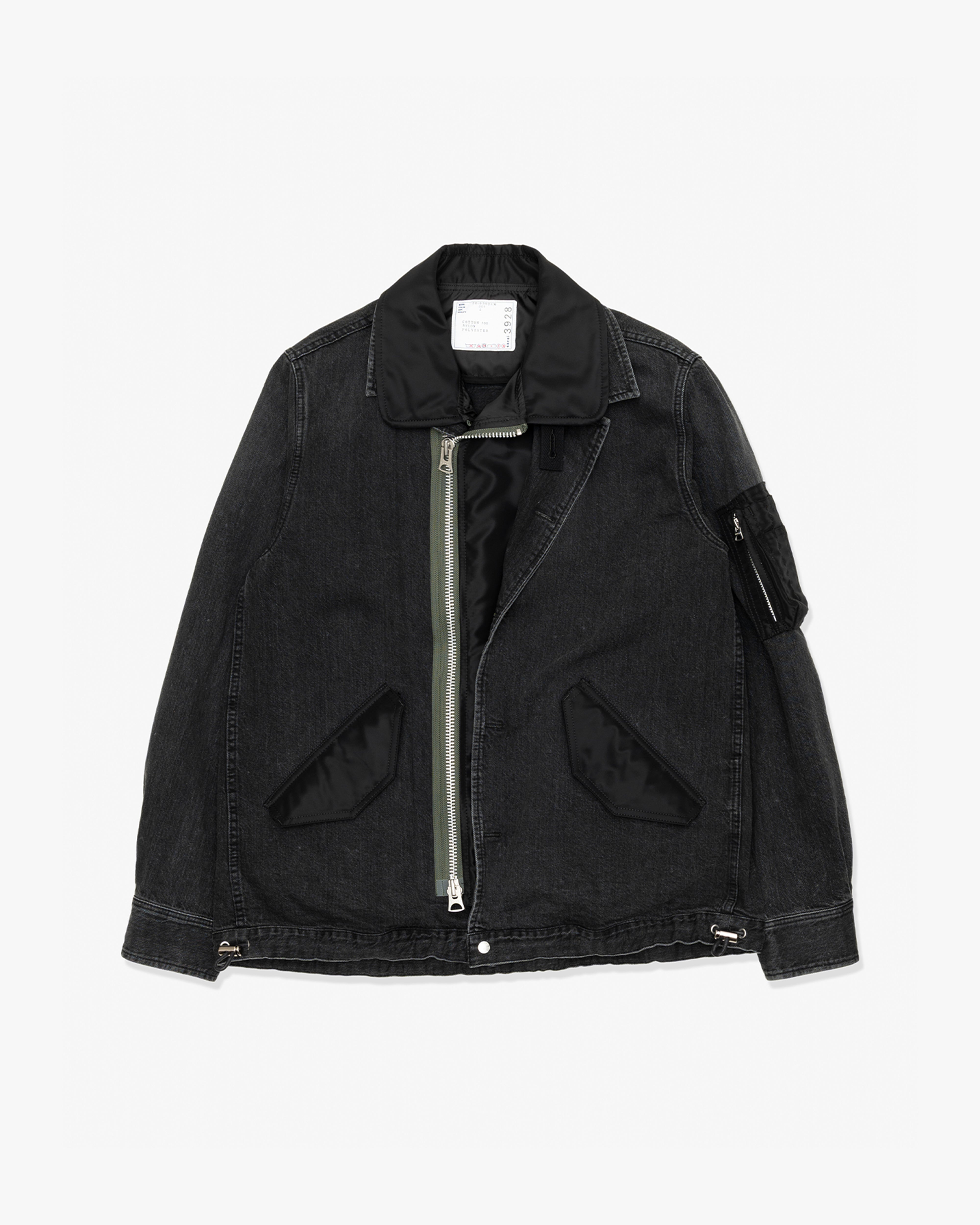 SACAI: Denim X Nylon Twill Blouson (Black) | DSMG E-SHOP