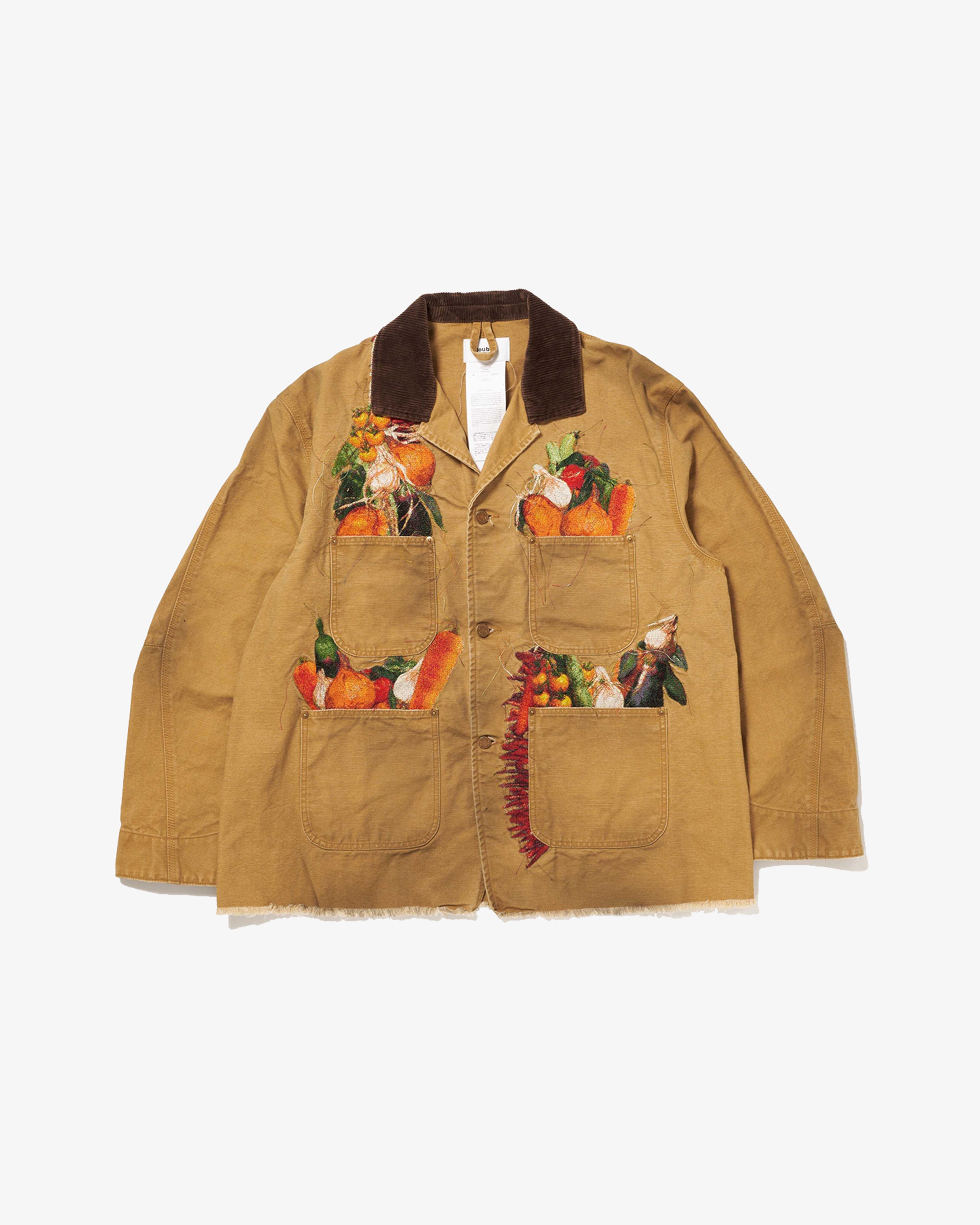 DOUBLET: Vegetable Embroidery Work Jacket (Beige) | DSMG E-SHOP