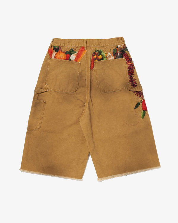 DOUBLET - Vegetable Embroidery Cut-Off Pants - (Beige)
