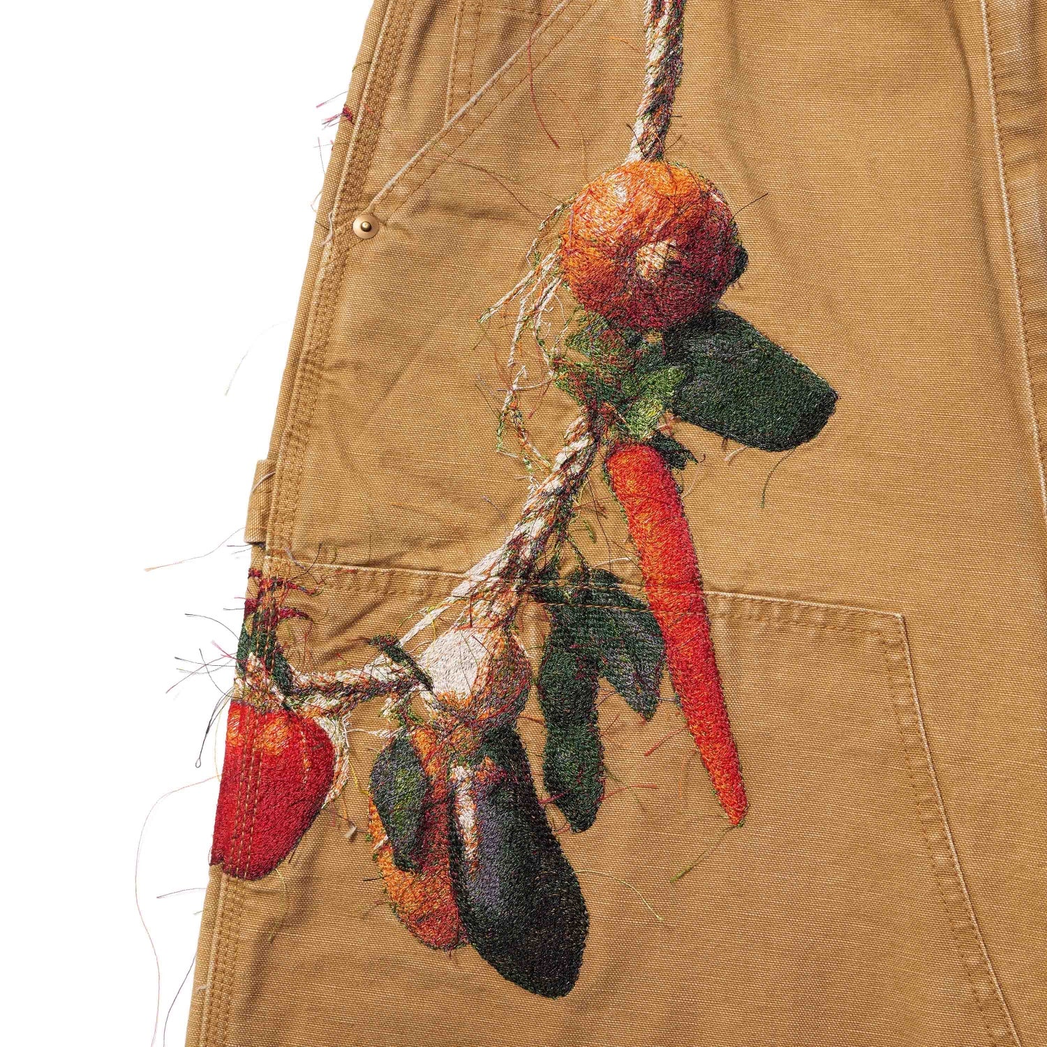 DOUBLET: Vegetable Embroidery Cut-Off Pants (Beige) | DSMG E-SHOP