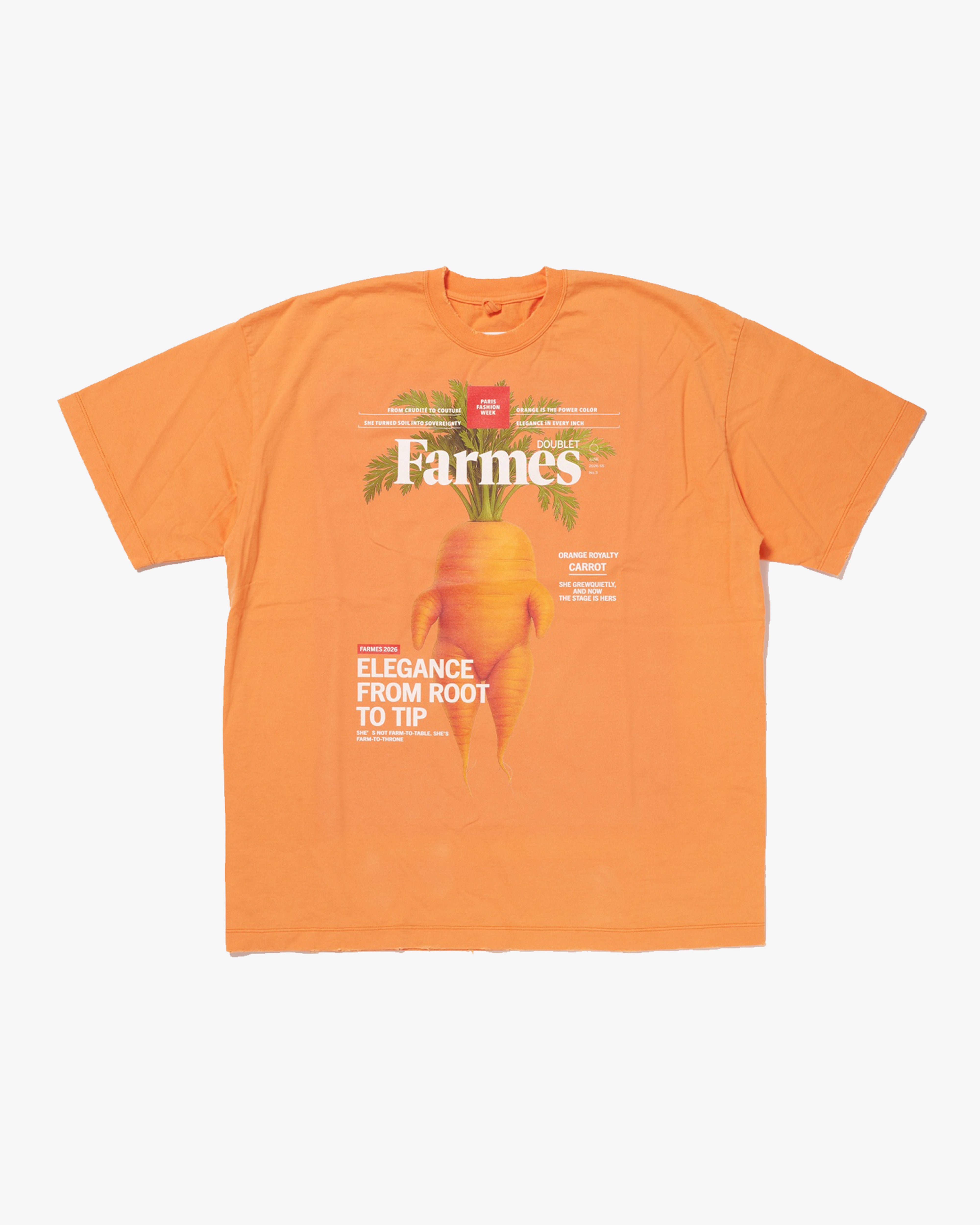 DOUBLET: Farmes Magazine Cover T-Shirt (Orange) | DSMG E-SHOP