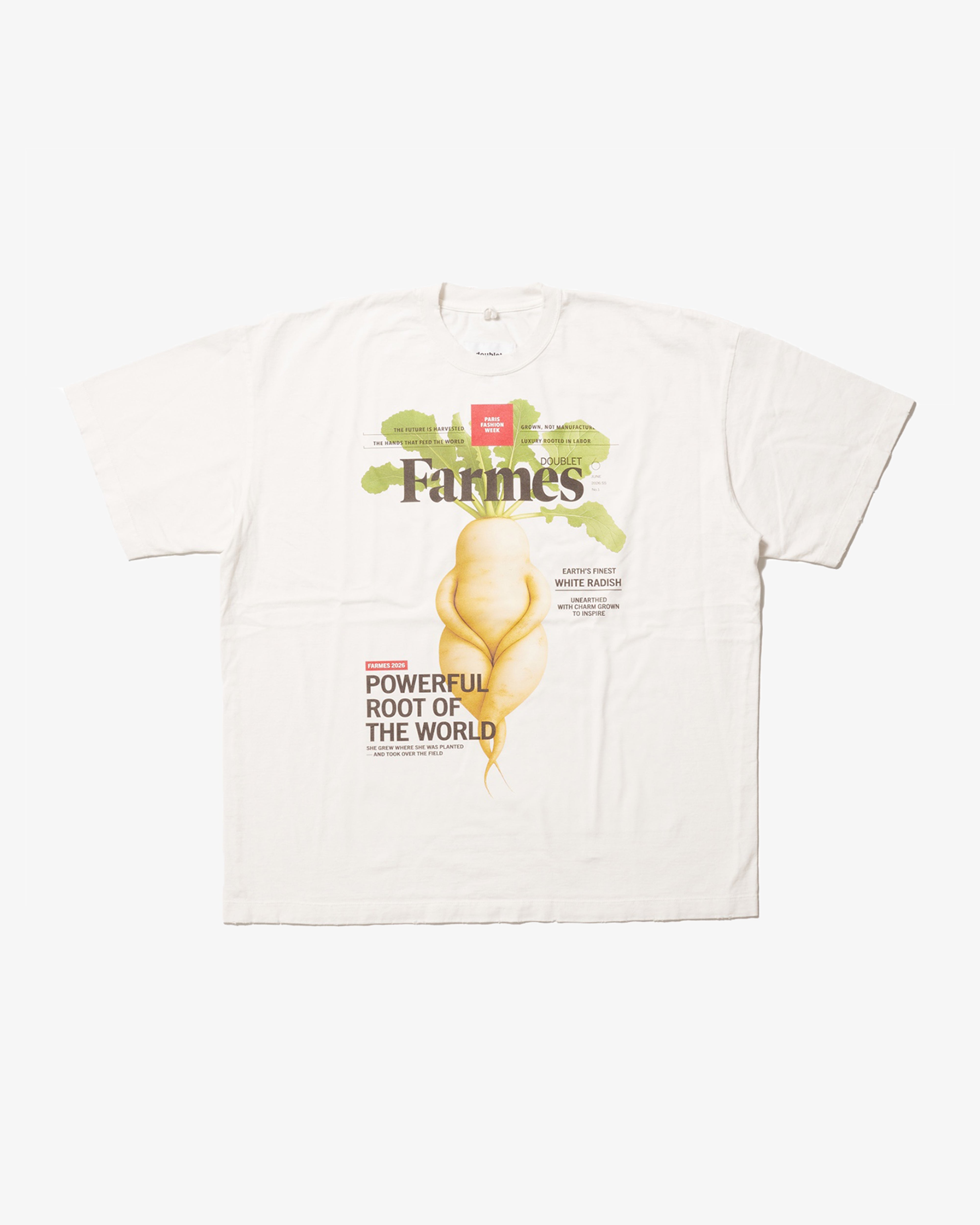 DOUBLET: Farmes Magazine Cover T-Shirt (White) | DSMG E-SHOP