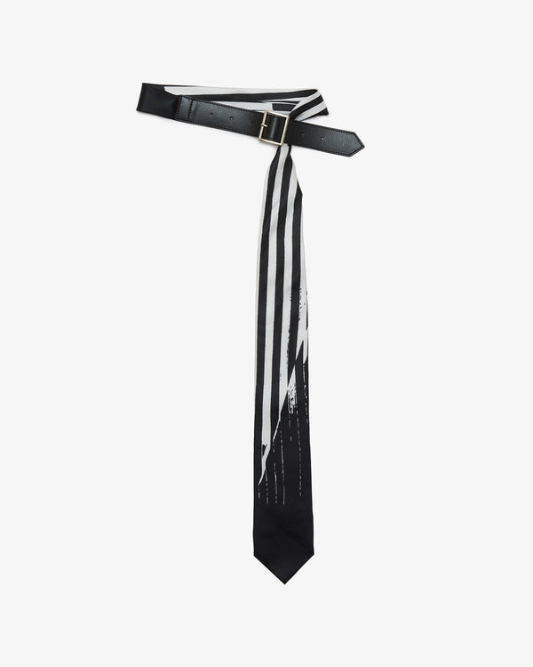 DSM KEI NINOMIYA - Unisex Stripes Printed Tie Strap Closure - (Black White)