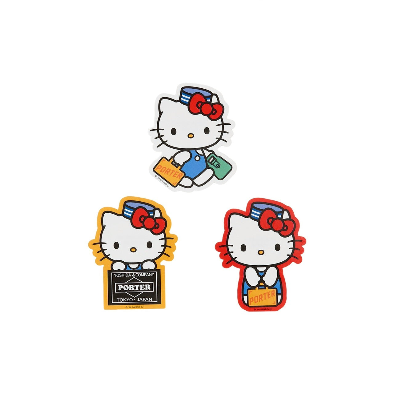 Porterハローキティhello kittyキーホルダー ステッカーセット新品 HELLO KITTY x PORTER STICKER 新品未開封 サンリオ ステッカー セット キーホルダー・アクリルキーホルダー