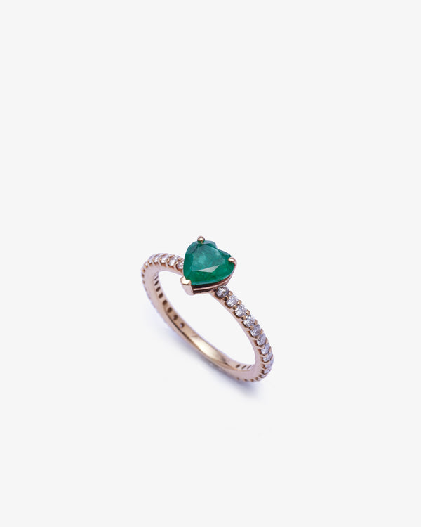 SHAY JEWELRY - 18Kr Diamond Zambian Emerald Heart - (Rose Gold / Emerald)