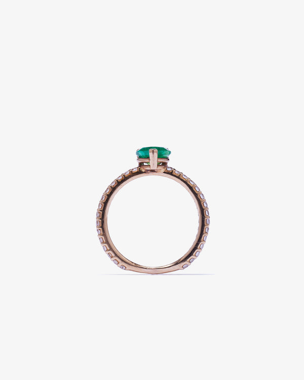 SHAY JEWELRY - 18Kr Diamond Zambian Emerald Heart - (Rose Gold / Emerald)