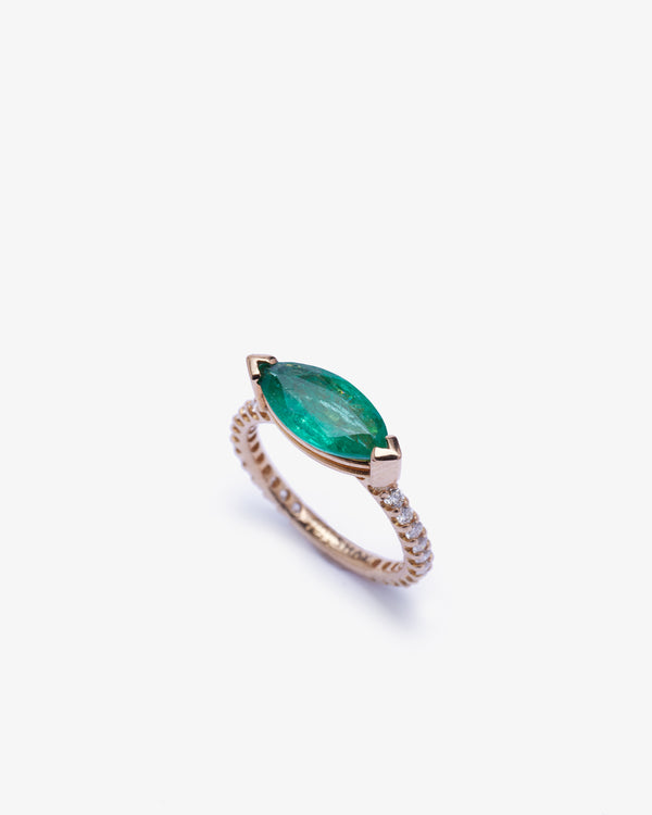 SHAY JEWELRY - 18Kr Emerald Marquise Solitair - (Rose Gold / Emerald)