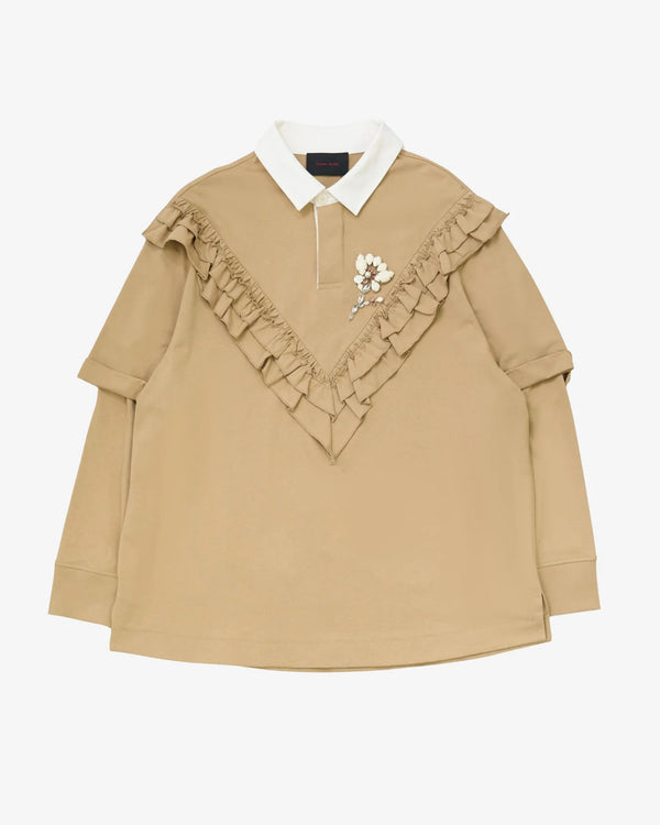 SIMONE ROCHA M - Ruffle Frill Rugby Shirt W/ Em - (Sand/Op/Cl)