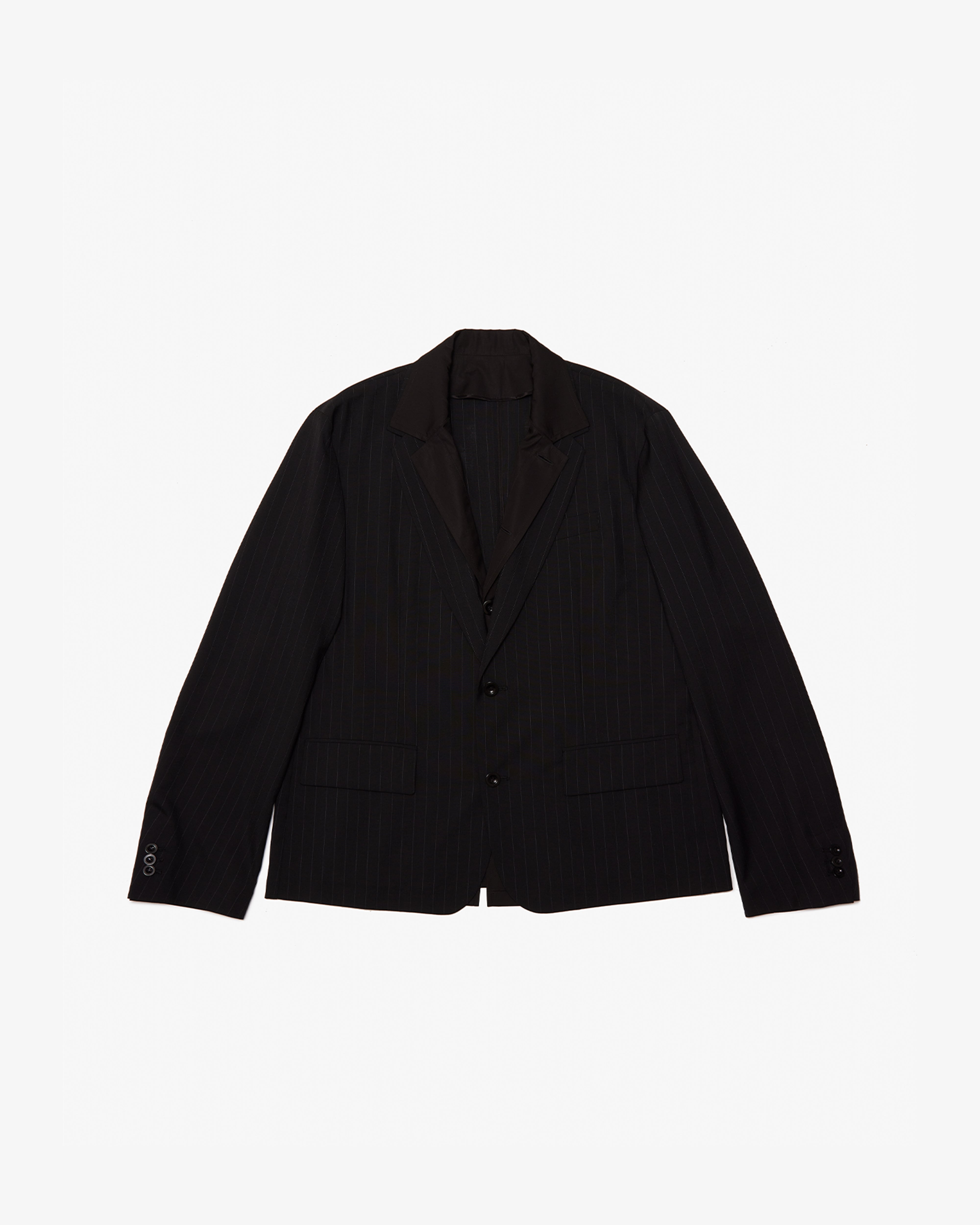 SACAI: Chalk Stripe Jacket (Black) | DSMG E-SHOP