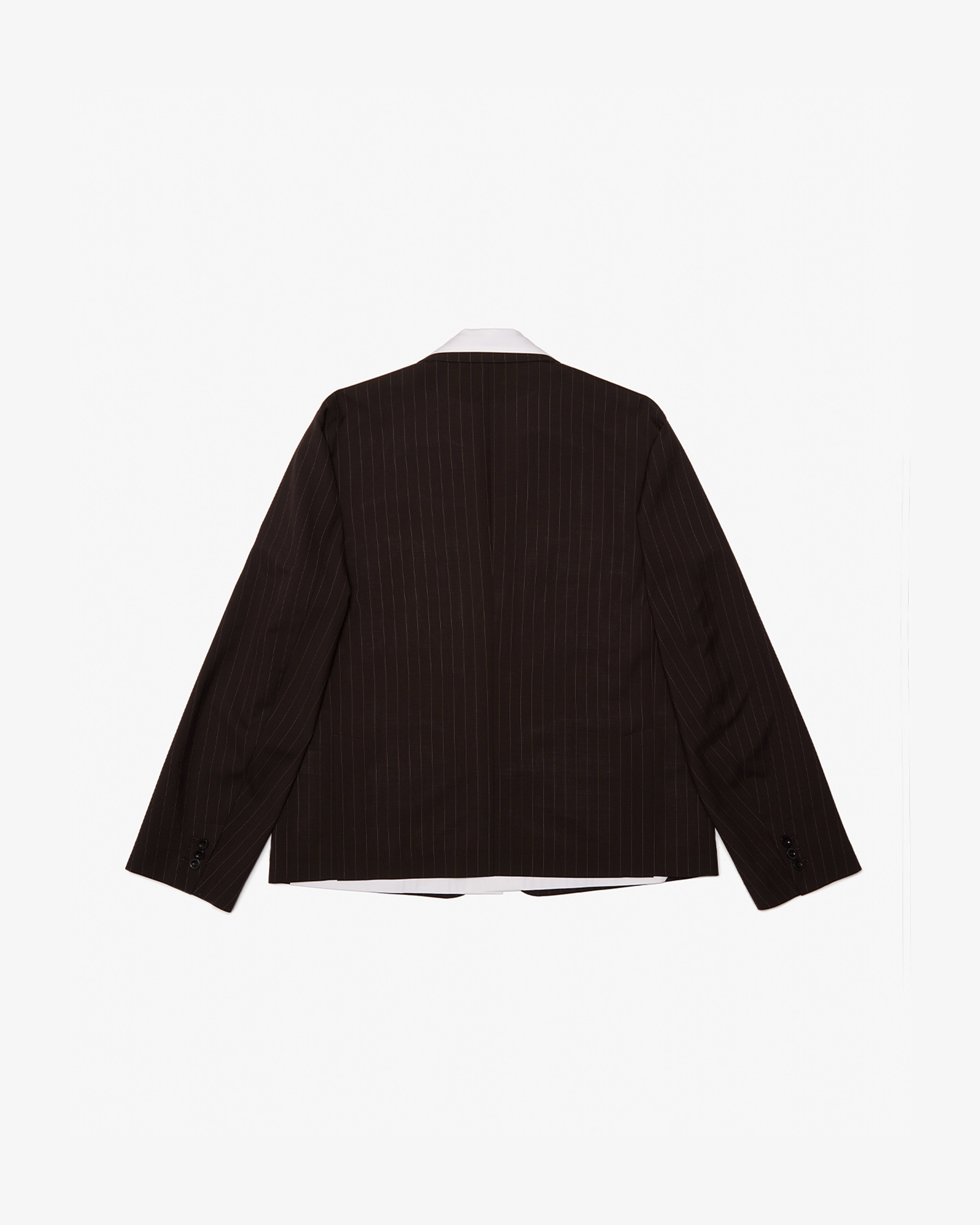 SACAI: Chalk Stripe Jacket (Brown) | DSMG E-SHOP