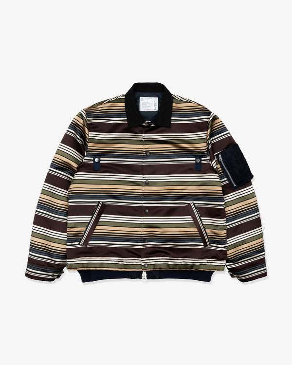 SACAI - Horizontal Stripe Blouson - (Brown x Beige)