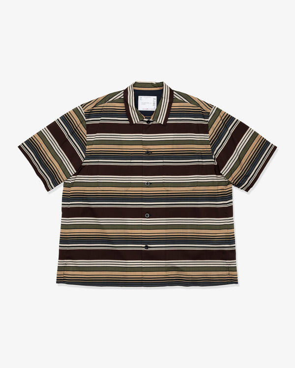 SACAI - Horizontal Stripe Shirt - (Brown x Beige)