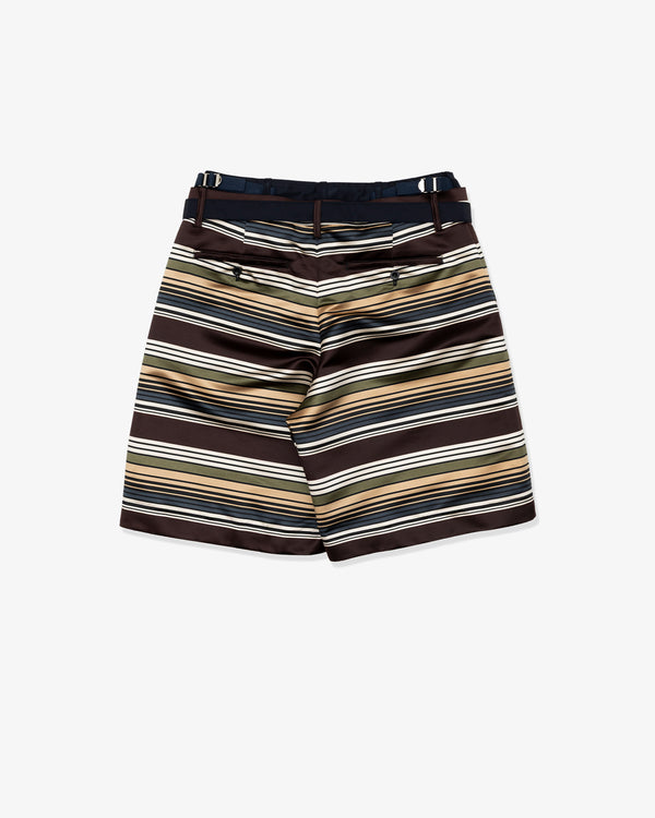 SACAI - Horizontal Stripe Shorts - (Brown x Beige)