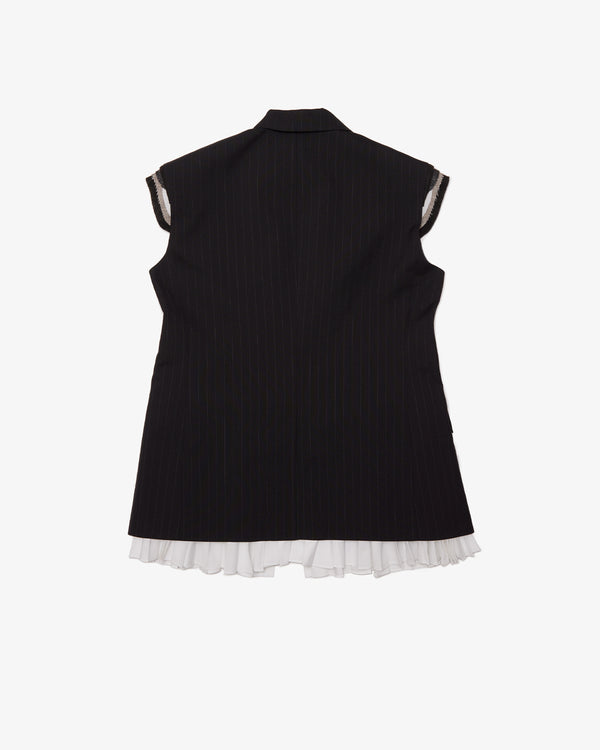SACAI - Chalk Stripe Vest - (Black x Off White)