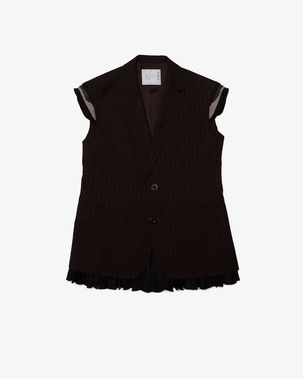 SACAI - Chalk Stripe Vest - (Brown x Black)